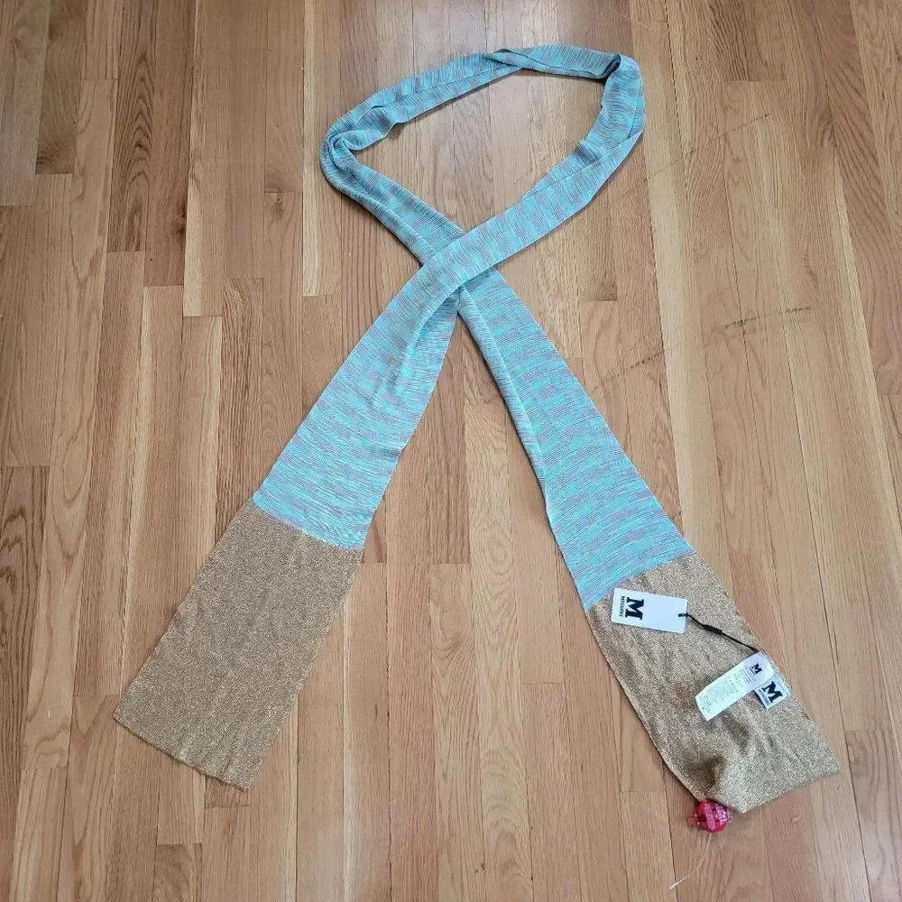 Missoni Sciarpa Blue & Brown Wrap Scarf Made In Italy For Women's